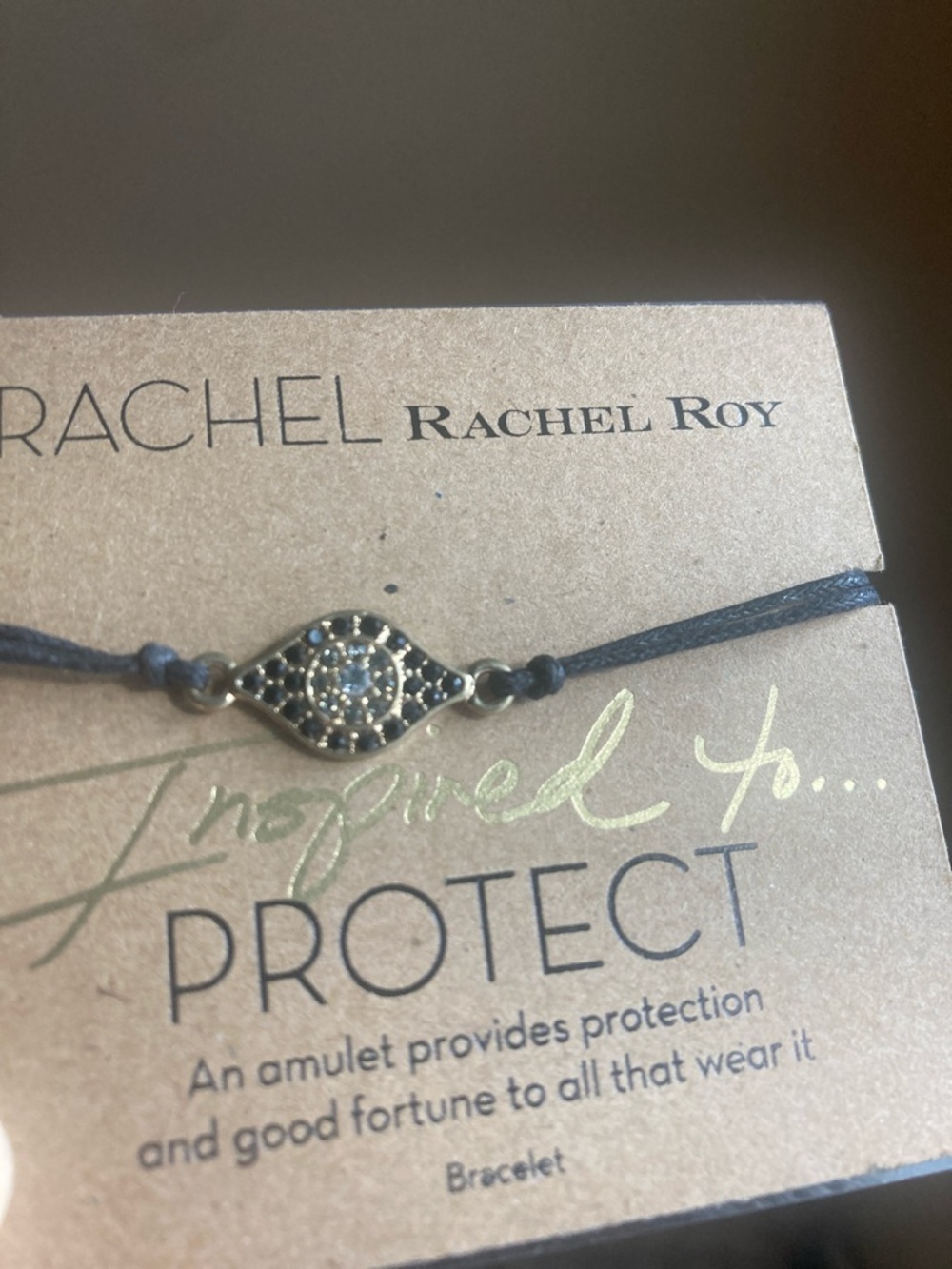 RACHEL Rachel Roy Black Cord Bracelet with Gold-Tone Eye Charm - Picture 2 of 6